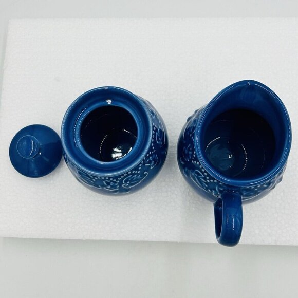 Vera Bradley Cream and Sugar Blue Ceramic Water J Willfred Portugal - Picture 5 of 8